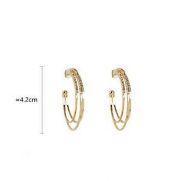Elegant CZ Diamond Hoop Dangle Earrings - Picture 3 of 3